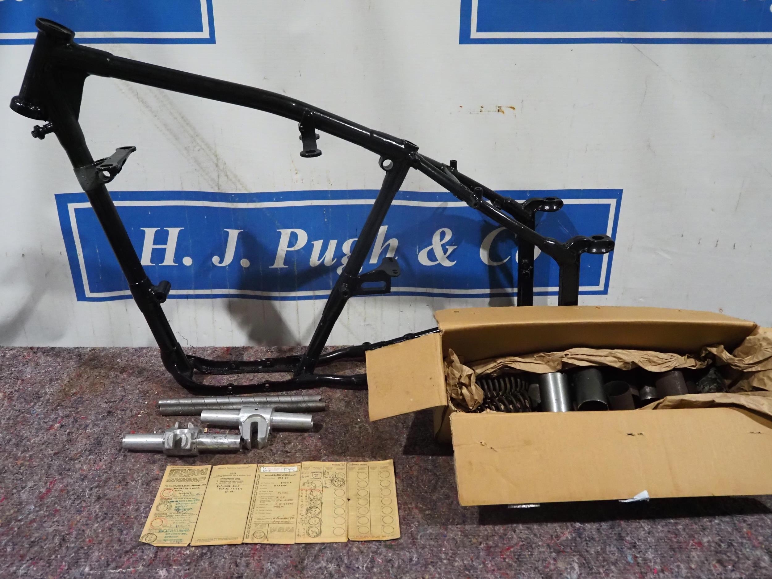 1954 Norton ES2 plunger frame, buff log book and plunger parts Frame No ...