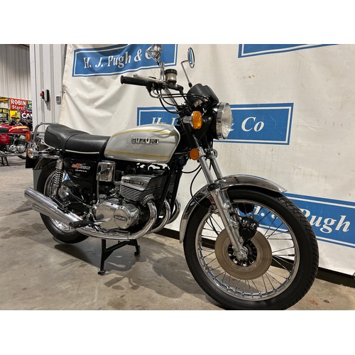 899 - Suzuki GT380 motorcycle, 1978.
Frame no. 101328
Engine no. 121548
Runs and rides, kept to a high sta... 