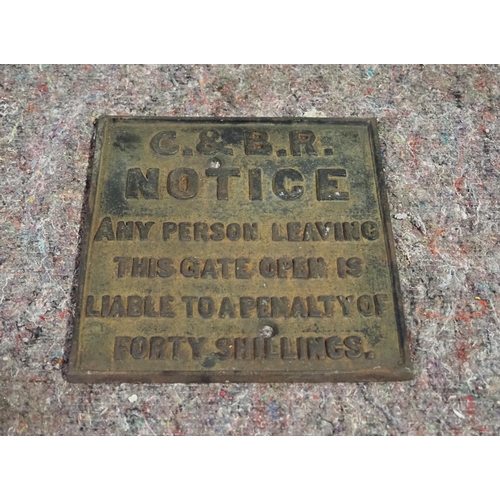 1108 - Cast iron C & BR Gate notice sign