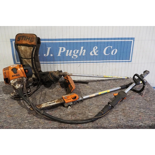 698 - Stihl backpack strimmer and pole saw