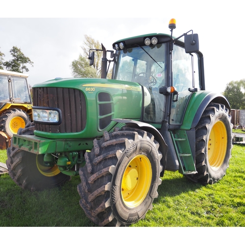 1379 - John Deere 6630 tractor. Runs and drives. 3583 hours, off local farm. Reg. VX07 GGF. V5, manual and ... 