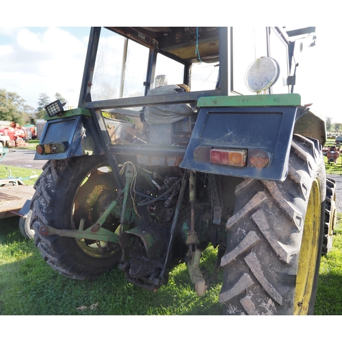 1481 - John Deere 2130 4wd tractor, runs and drives, with quicke loader, 7546 hours. Reg. WCJ 167T. V5 to f... 