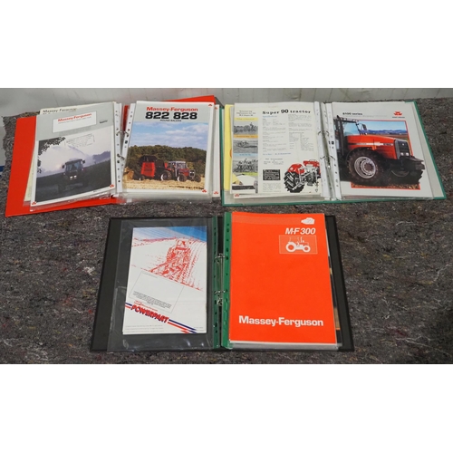 889 - 3 Folders of Massey Ferguson sales brochures and instruction manuals