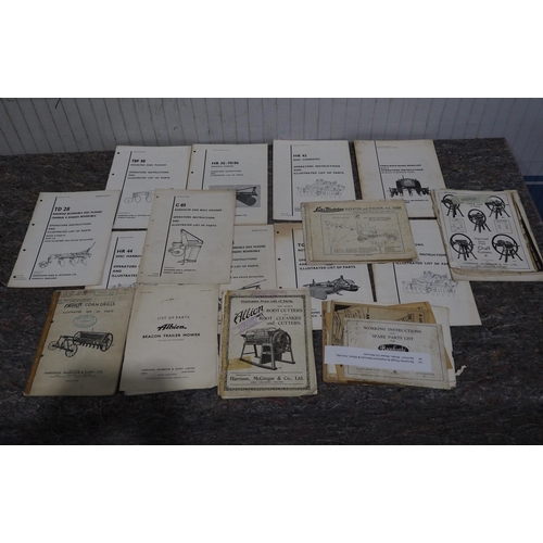 851 - Ransomes plough & implements, Albion, Hornsby, Bamford- binder, mover, etc manuals