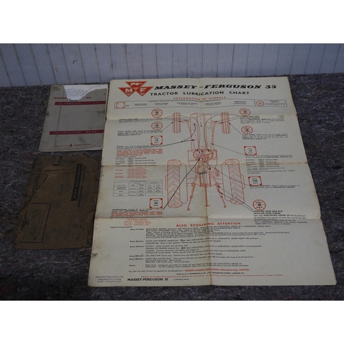 854 - Massey Ferguson 35 operators manual & lubricants wall chart, with envelope