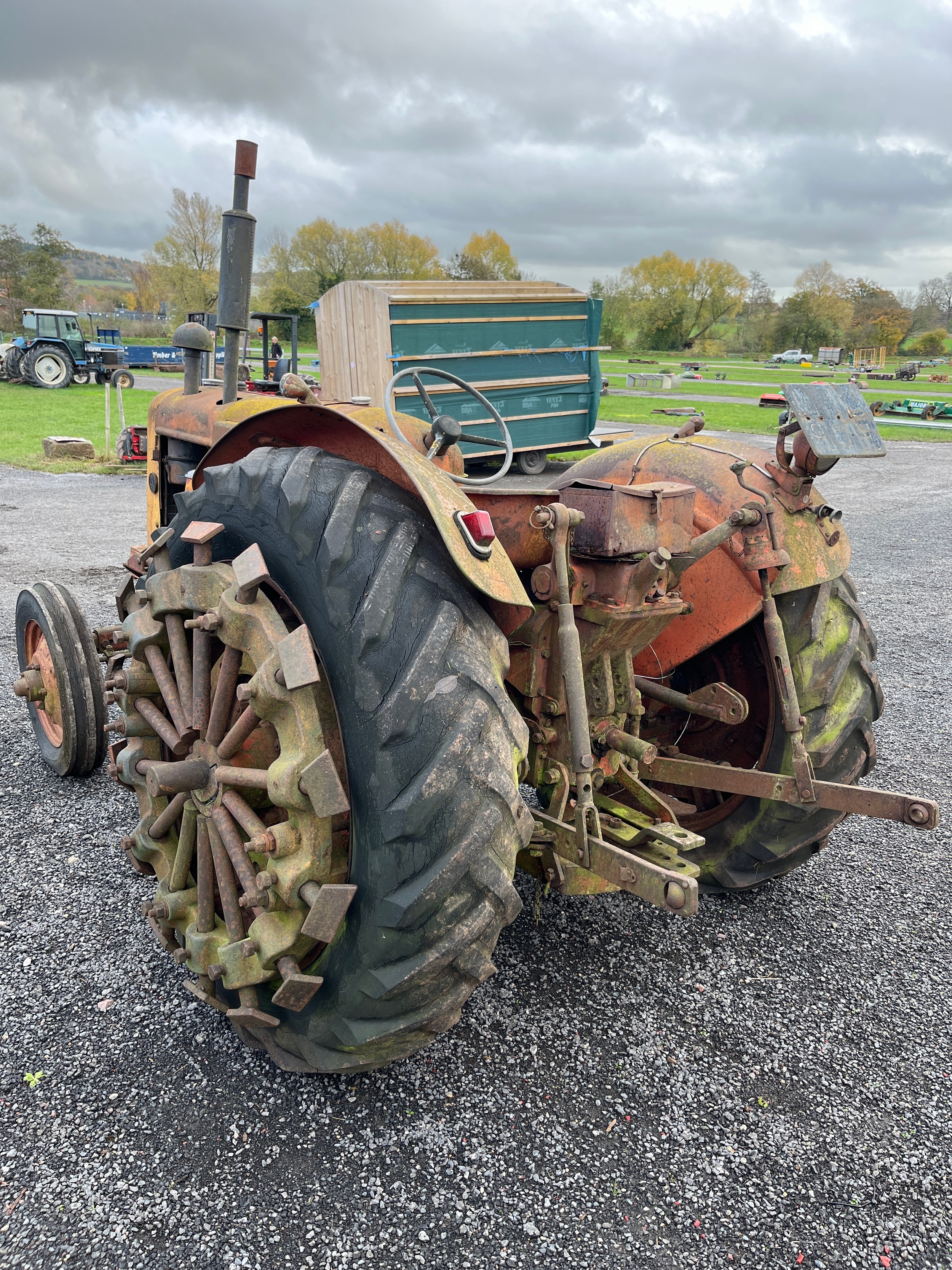 Nuffield DM4 tractor. 1952. Rear wheel weights & spade lugs. Reg. LDG ...