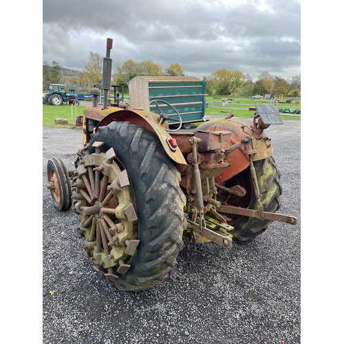 Nuffield DM4 tractor. 1952. Rear wheel weights & spade lugs. Reg. LDG ...