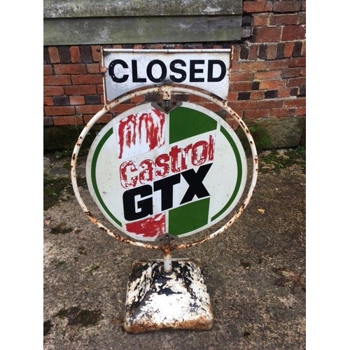 1360 - Castrol oil revolving garage forecourt sign. Open/Closed