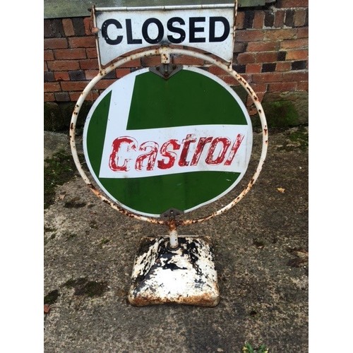 1360 - Castrol oil revolving garage forecourt sign. Open/Closed