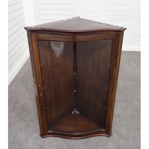 88 - Serpentine fronted glass and mahogany hanging corner display cabinet with inlay 43