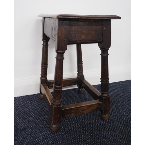 80 - Early oak joint stool 20½