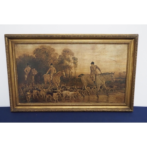 93 - Framed oleograph print - Hunting scene 17