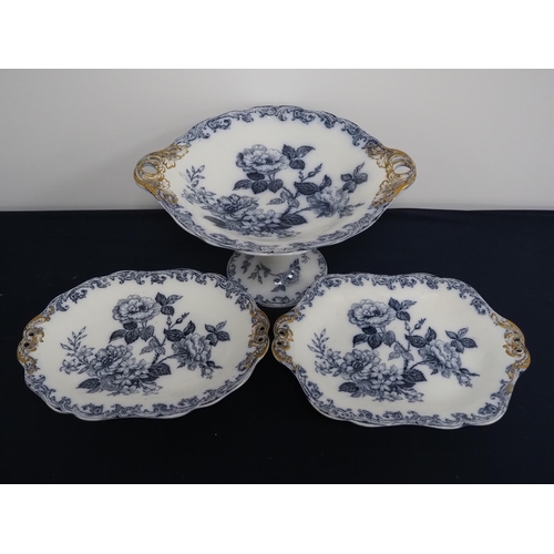 112 - Wedgwood pearl porcelain comport and 2 plates