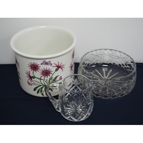 115 - Glass cut bowl and jug and 1 other