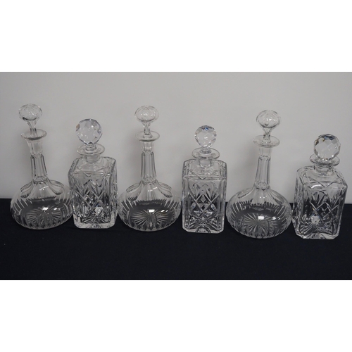 121 - 6 Cut glass decanters