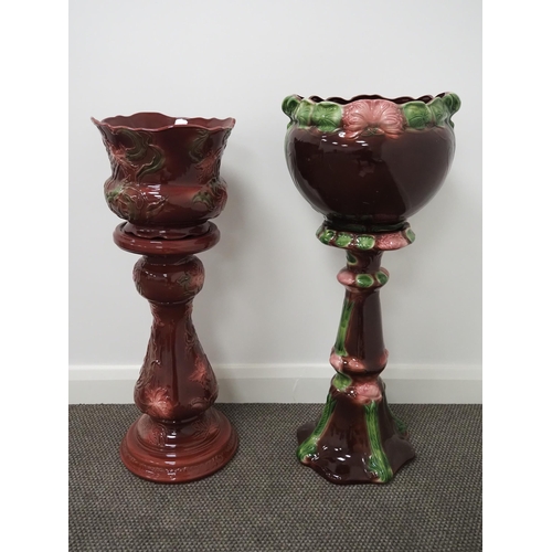 144 - 2 Ceramic jardinière plant stands and planters