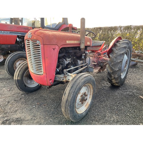 160 - Massey Ferguson 35 tractor. Appears to be good original. C/w 2 furrow Ferguson plough & Potato ridge... 