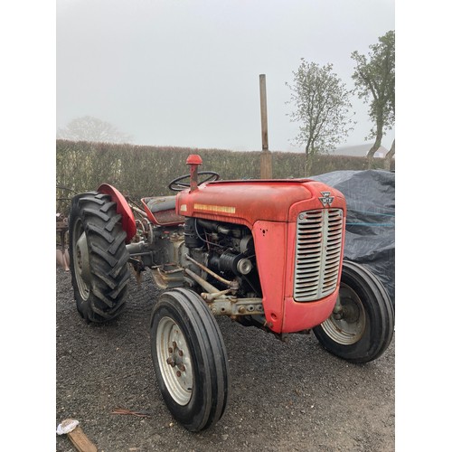 160 - Massey Ferguson 35 tractor. Appears to be good original. C/w 2 furrow Ferguson plough & Potato ridge... 