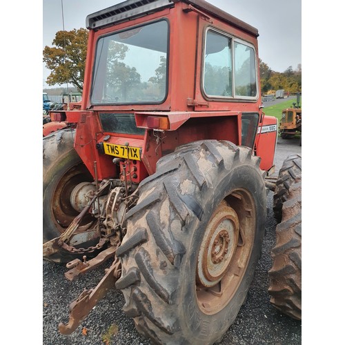 113A - Massey Ferguson 590 4WD tractor. Runs and drives. 5600 hours. Reg TMS 771X.