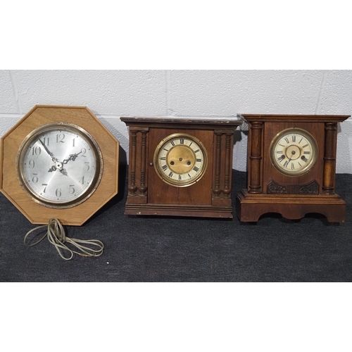 139 - 3 Over mantle/ wall clocks incomplete