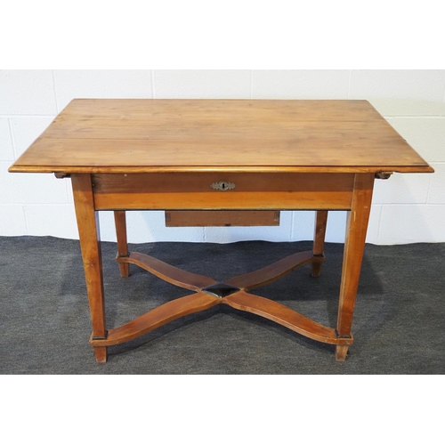 74 - Late 19th century/early 20th century fruitwood Flemish traders table with sliding top