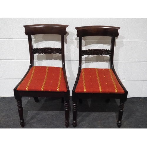 99 - Pair of mahogany dining chairs with upholstered seats