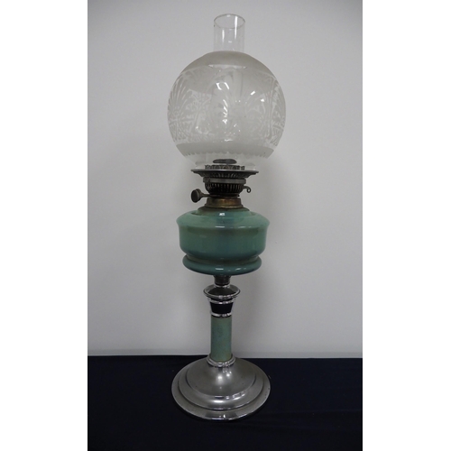 126 - Original Victorian oil lamp complete with globe and chimney