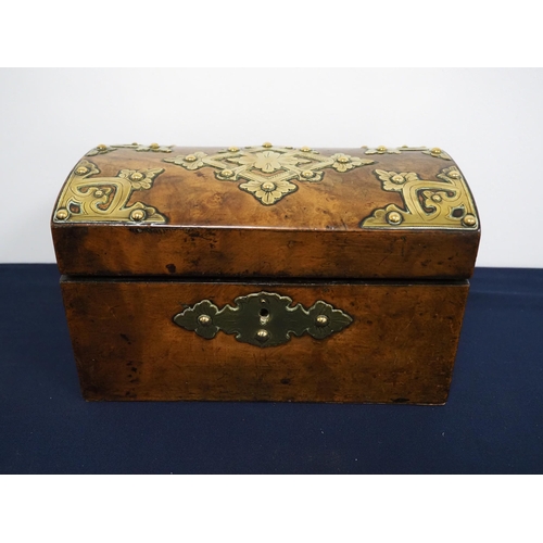 133 - Walnut tea caddy with brass mounts