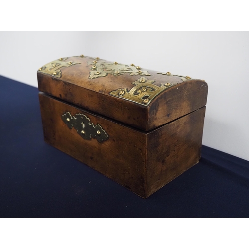 133 - Walnut tea caddy with brass mounts