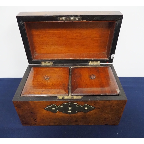 133 - Walnut tea caddy with brass mounts