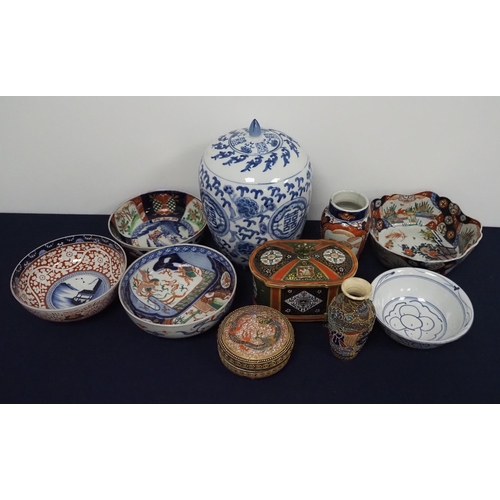 131 - Quantity of assorted Chinese and Japanese china to include temple jar