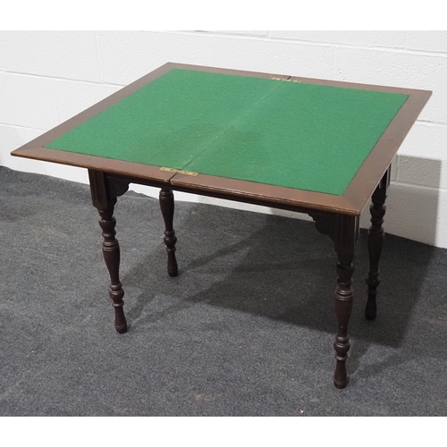 156 - Victorian mahogany games table on turned legs with swivel top and storage compartment 30