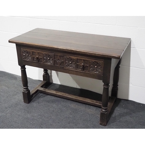 52 - Oak console table with carved drawers 46