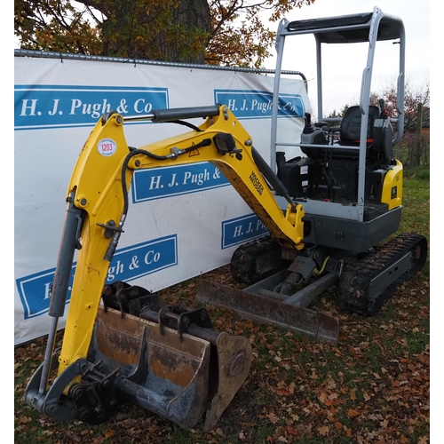 1203 - Wacker Neuson EZ17 mini digger. 2017. Runs and drives. C/w spare buckets. Switchable auxiliary hydra... 