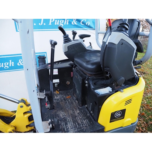 1203 - Wacker Neuson EZ17 mini digger. 2017. Runs and drives. C/w spare buckets. Switchable auxiliary hydra... 