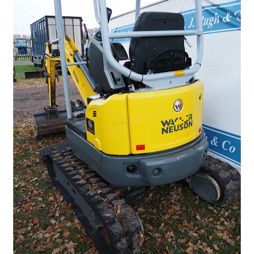 1203 - Wacker Neuson EZ17 mini digger. 2017. Runs and drives. C/w spare buckets. Switchable auxiliary hydra... 