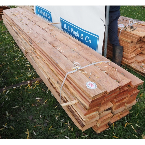 696 - Mixed Larch boards, average 4.2m x 150 - 50