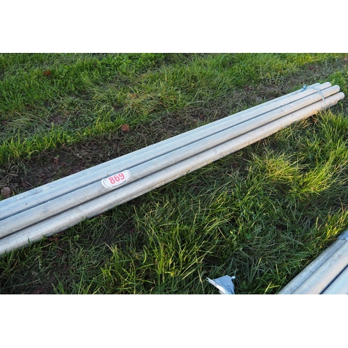 869 - 12ft Aluminium scaffold poles - 10