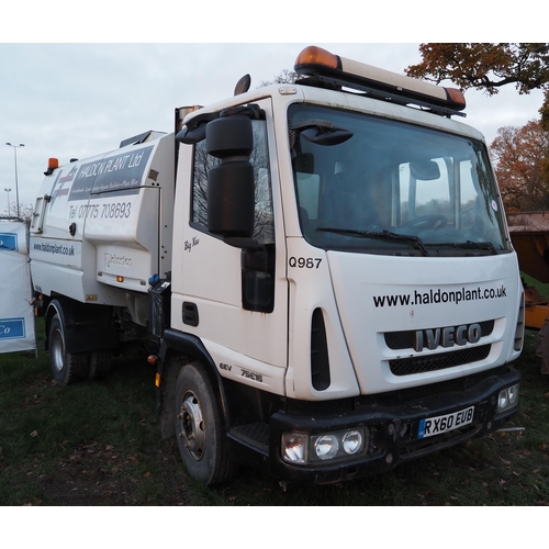 1194 - IVECO 75E16 Lorry fitted with Johnston Sweeper. Runs and drives. Showing 148,542 KM. Reg RX60 EUB.