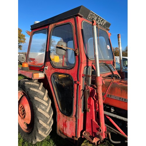 1007 - Massey Ferguson 135 tractor with cab and loader. Runs and drives.  Reg. GPM 354V. Key in office