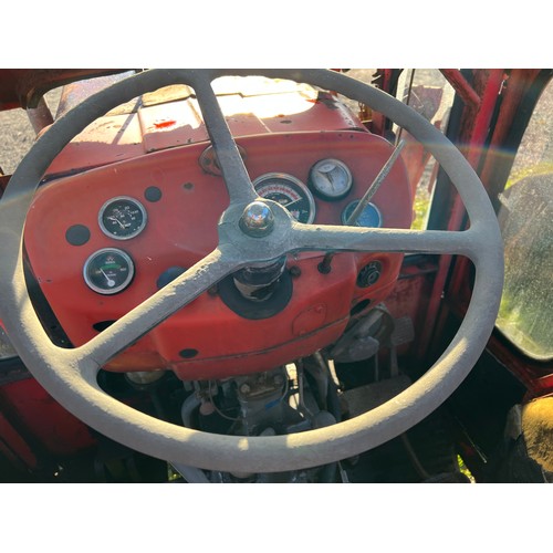 1007 - Massey Ferguson 135 tractor with cab and loader. Runs and drives.  Reg. GPM 354V. Key in office