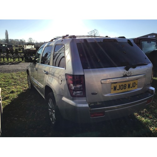 1119 - Jeep Grand Cherokee, Runs and drives, flat battery. Reg. WJ08 WJD. V5 and key in office