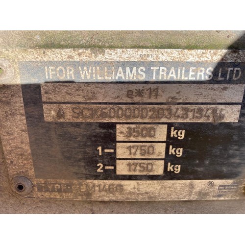 1205A - Ifor Williams twin wheel 12' flat bed trailer