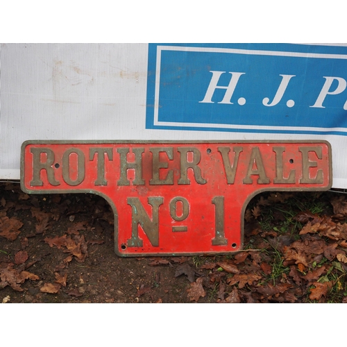 32 - Brass plate -Rother Vale No.1 14