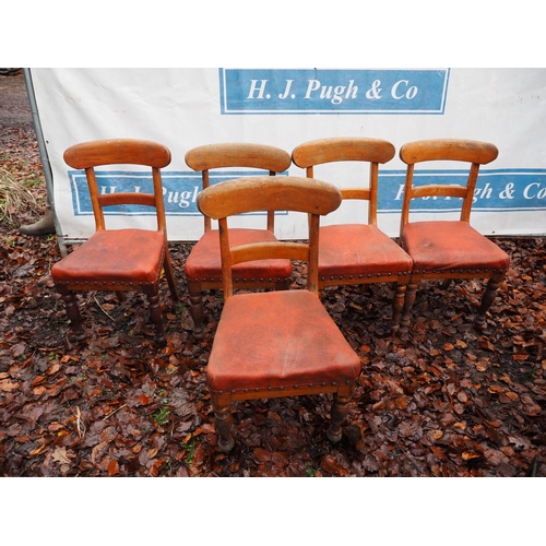 37 - Set of 5  chairs with upholstered seats, stamped GWR