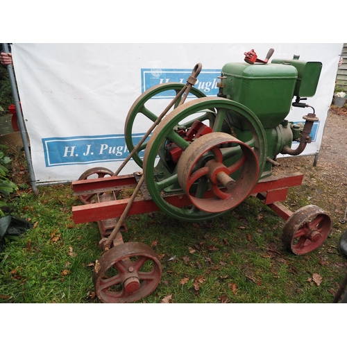 97 - Ruston Hornsby AP 8hp open crank stationary engine on 4 wheel trolley. S/n 133986. Comes with starti... 