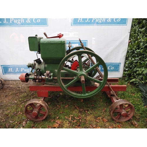 97 - Ruston Hornsby AP 8hp open crank stationary engine on 4 wheel trolley. S/n 133986. Comes with starti... 