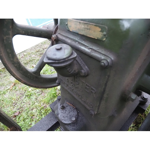 99 - Lister single cylinder 6hp stationary engine on 4 wheel trolley. S/n 7618512. Was running when store... 