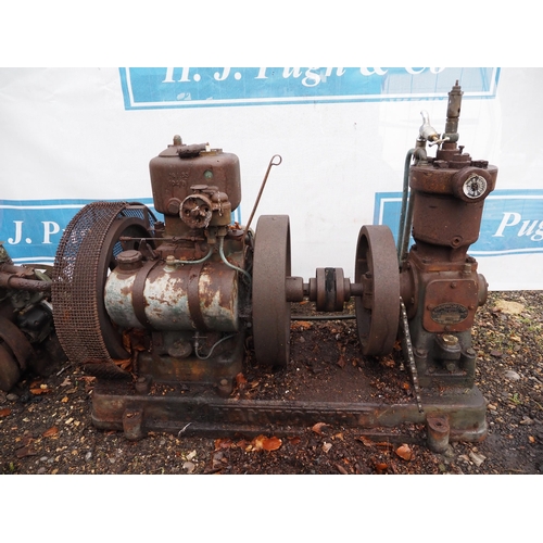 70 - Lister 3½hp stationary engine. S/n 1192A3. Fitted with Hamworthy compressor