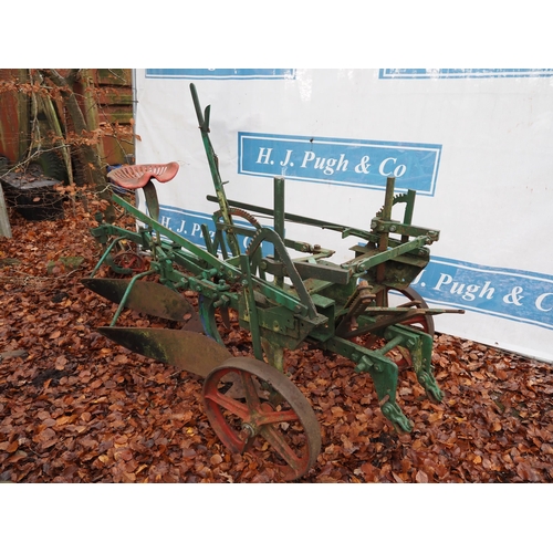 212 - Ransomes 2 furrow riding plough used behind Titan & Saunderson tractor. Homemade